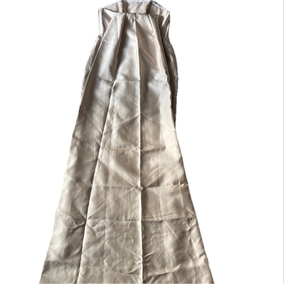 Alfred Sung Strapless Satin Twill Column Gown Removable Train Champagne Size 10 - Picture 3 of 5